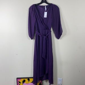 NY Collection Crinkle chiffon Faux-Wrap Dress Petites